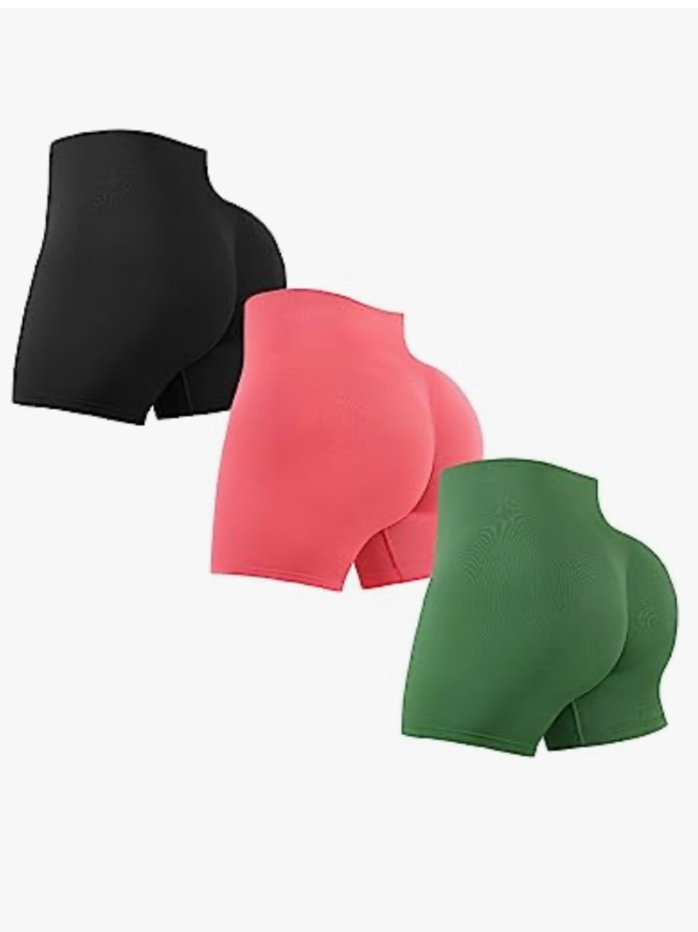 Women’s High-Waist Seamless Shaping Shorts – Black, Coral, Green